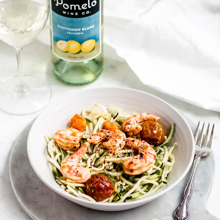 Pomelo shrimp pasta